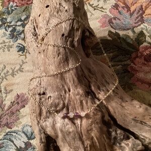 Rose Quartz / Amethyst / Moonstone Bead Gold Chain Necklace 16”